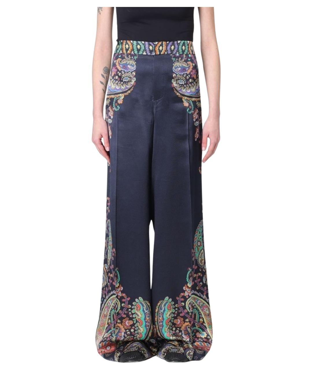 ETRO Синие вискозные прямые брюки, фото 1