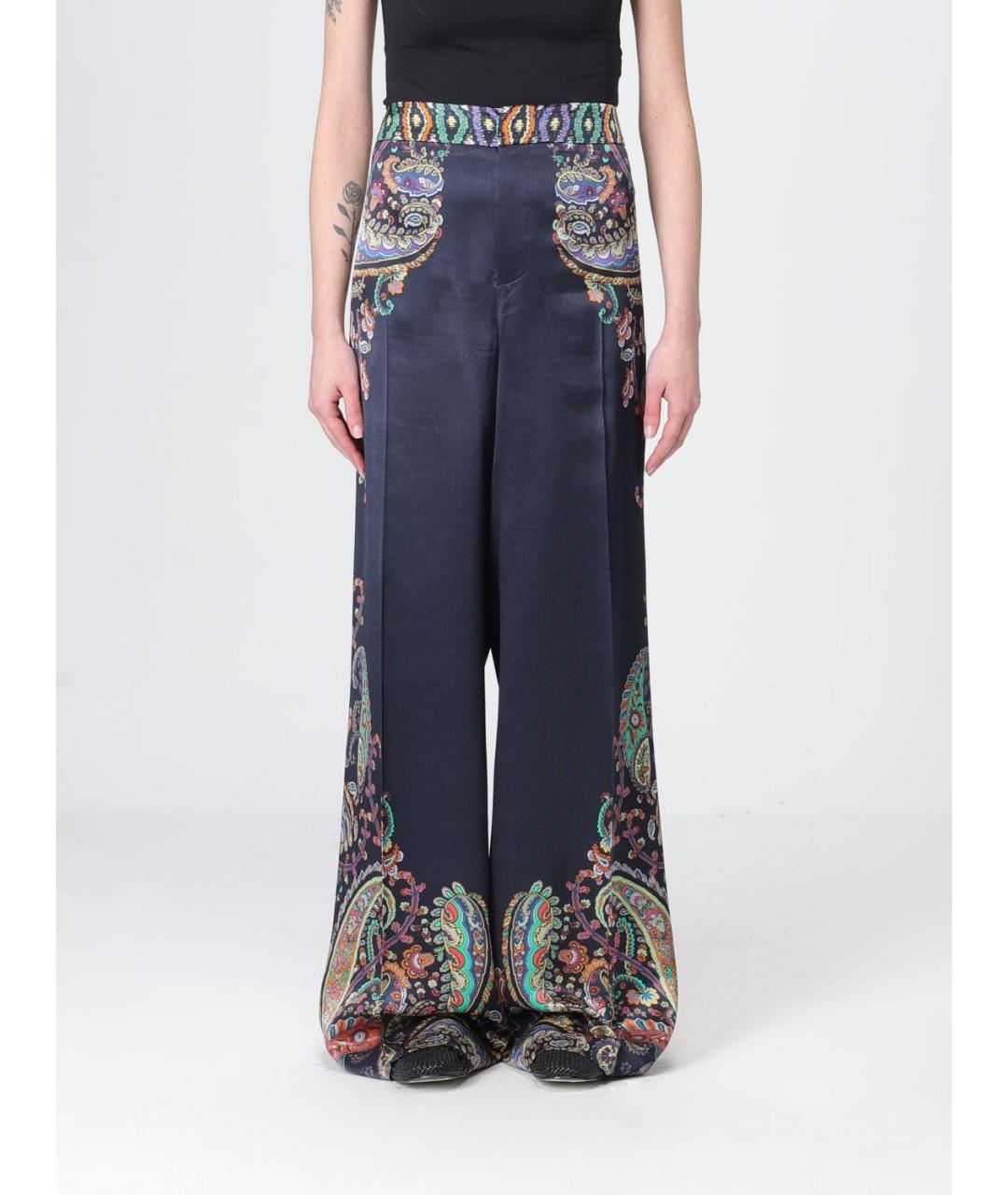 ETRO Синие вискозные прямые брюки, фото 6