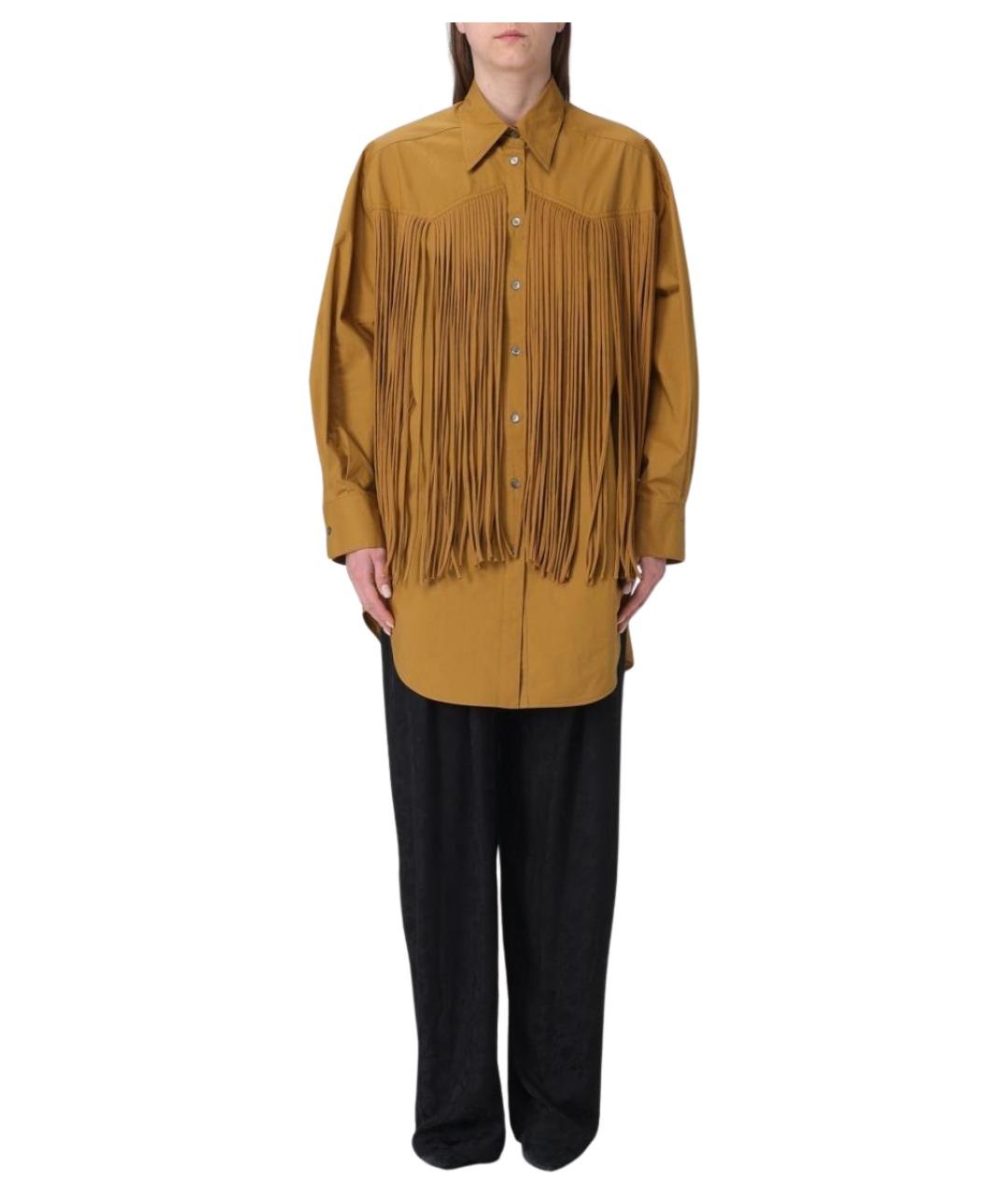 PINKO Коричневая хлопковая рубашка, фото 1