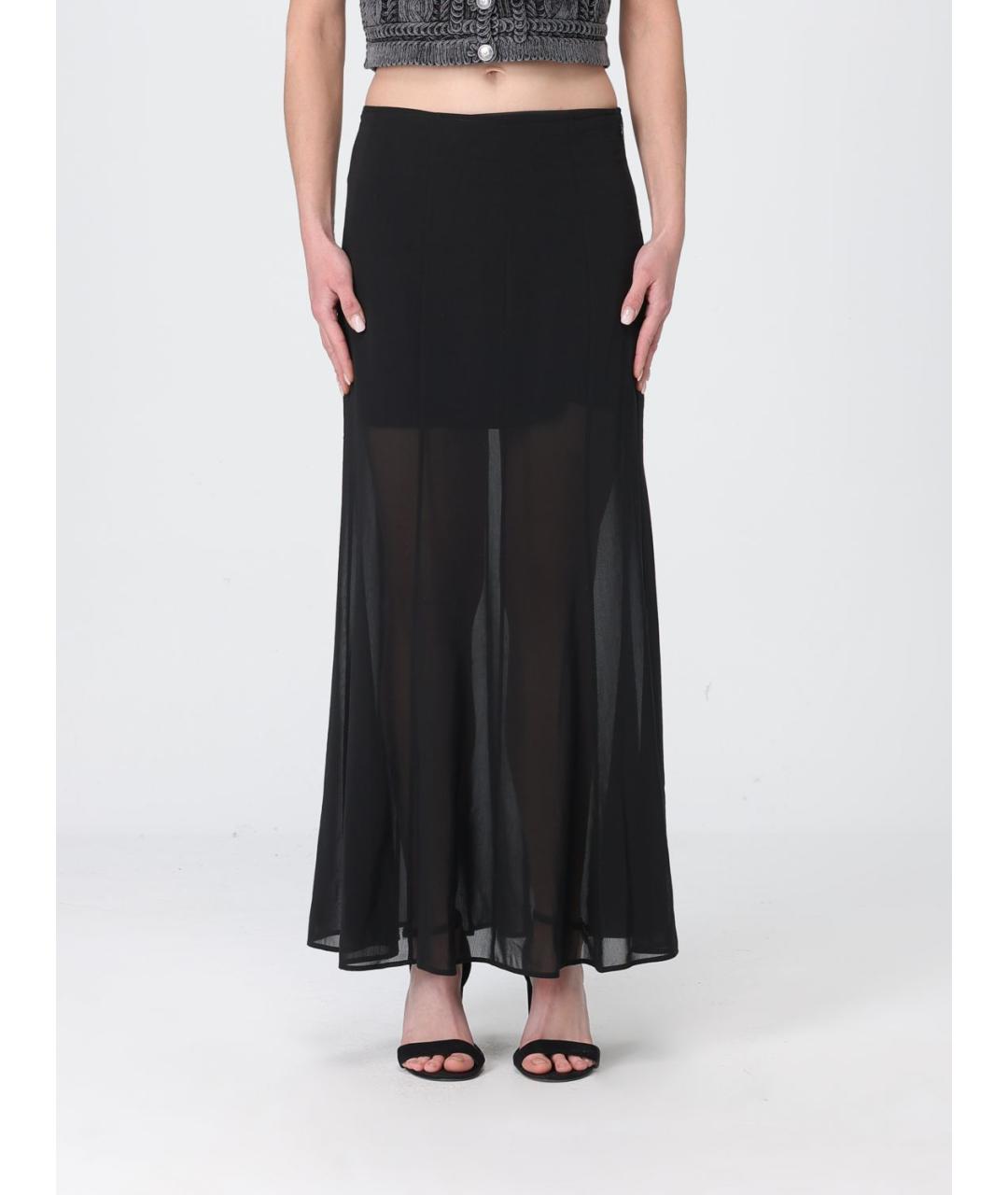 PINKO Черная вискозная юбка макси, фото 4
