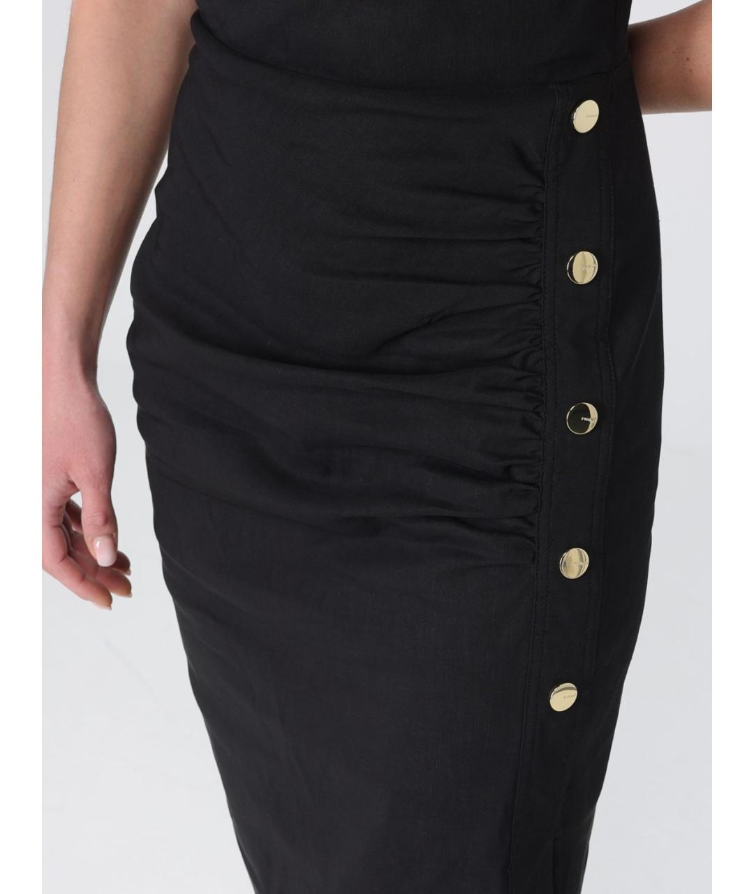 PINKO Черное льняное повседневное платье, фото 3