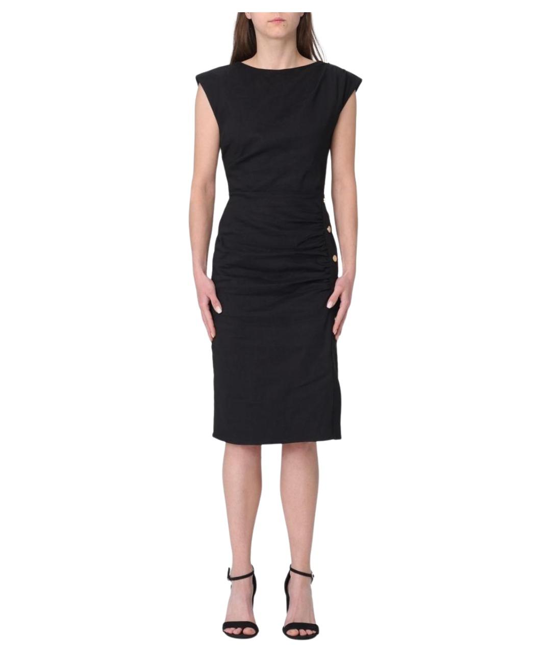 PINKO Черное льняное повседневное платье, фото 1