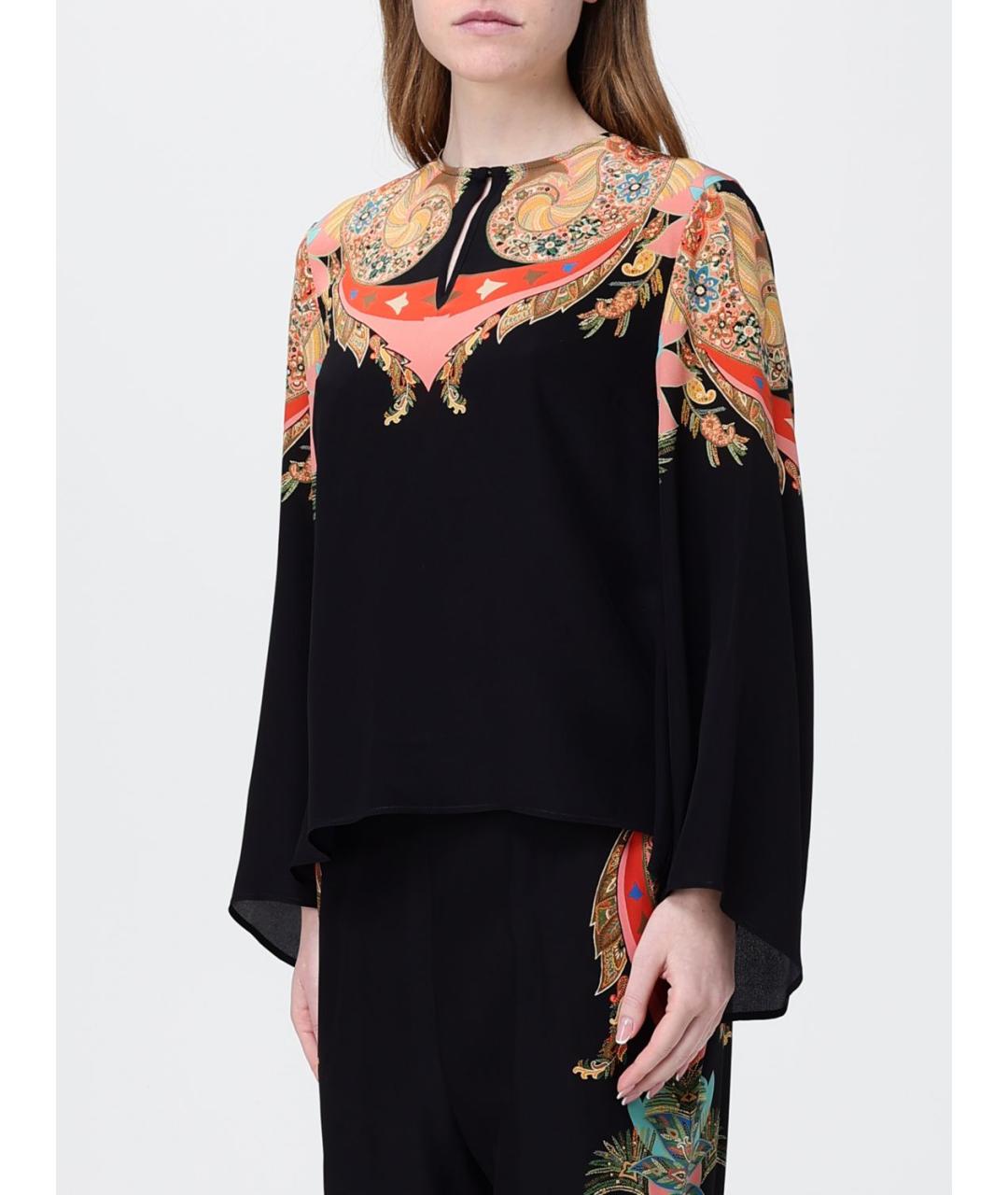 ETRO Черная шелковая блузы, фото 4
