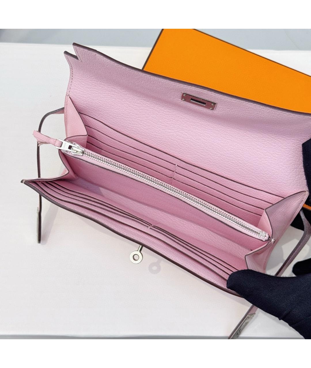 HERMES Розовый кошелек, фото 3