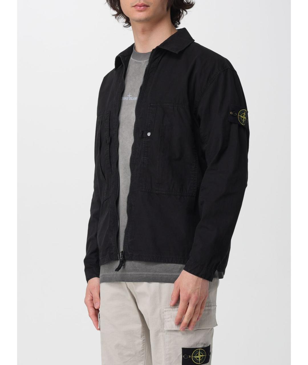 STONE ISLAND Черная хлопковая куртка, фото 4