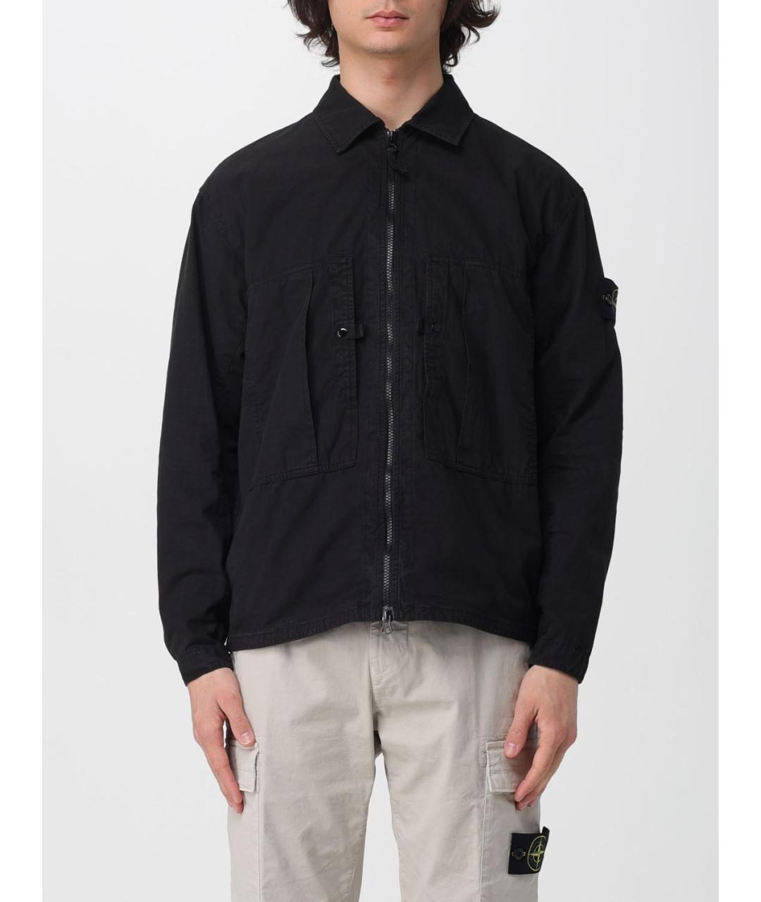 STONE ISLAND Черная хлопковая куртка, фото 6
