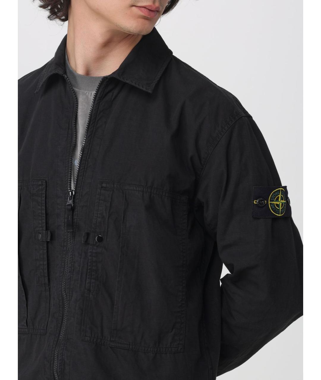 STONE ISLAND Черная хлопковая куртка, фото 5