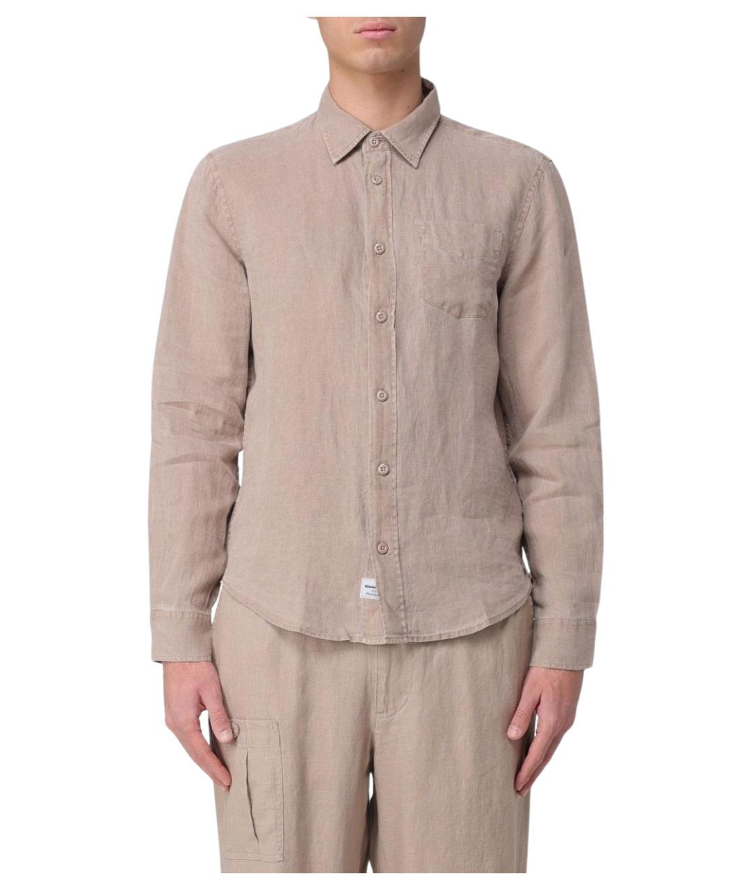 BLAUER Бежевая льняная кэжуал рубашка, фото 1