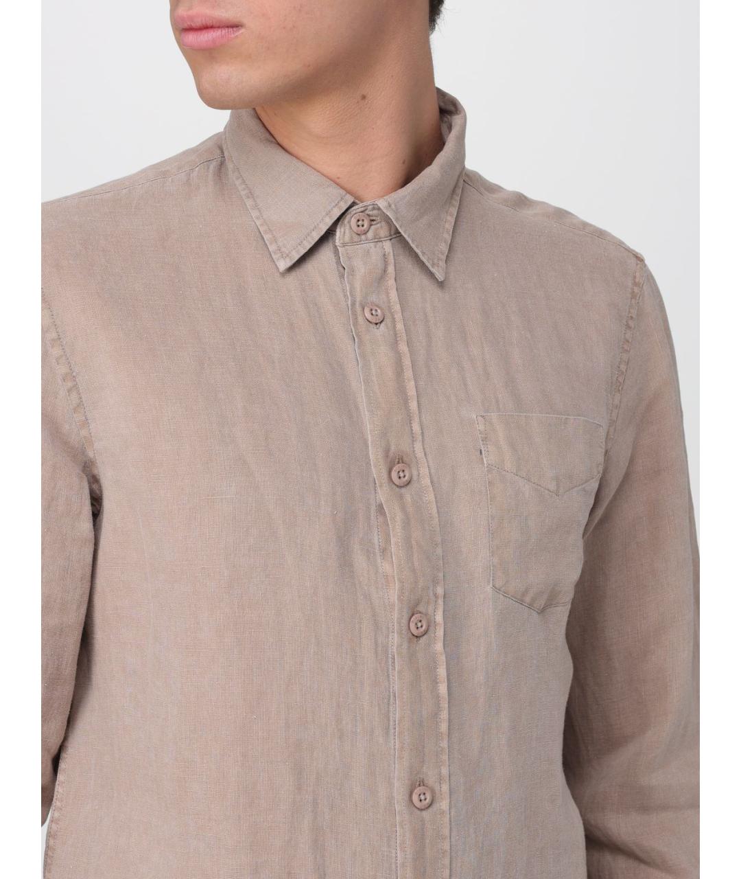 BLAUER Бежевая льняная кэжуал рубашка, фото 3