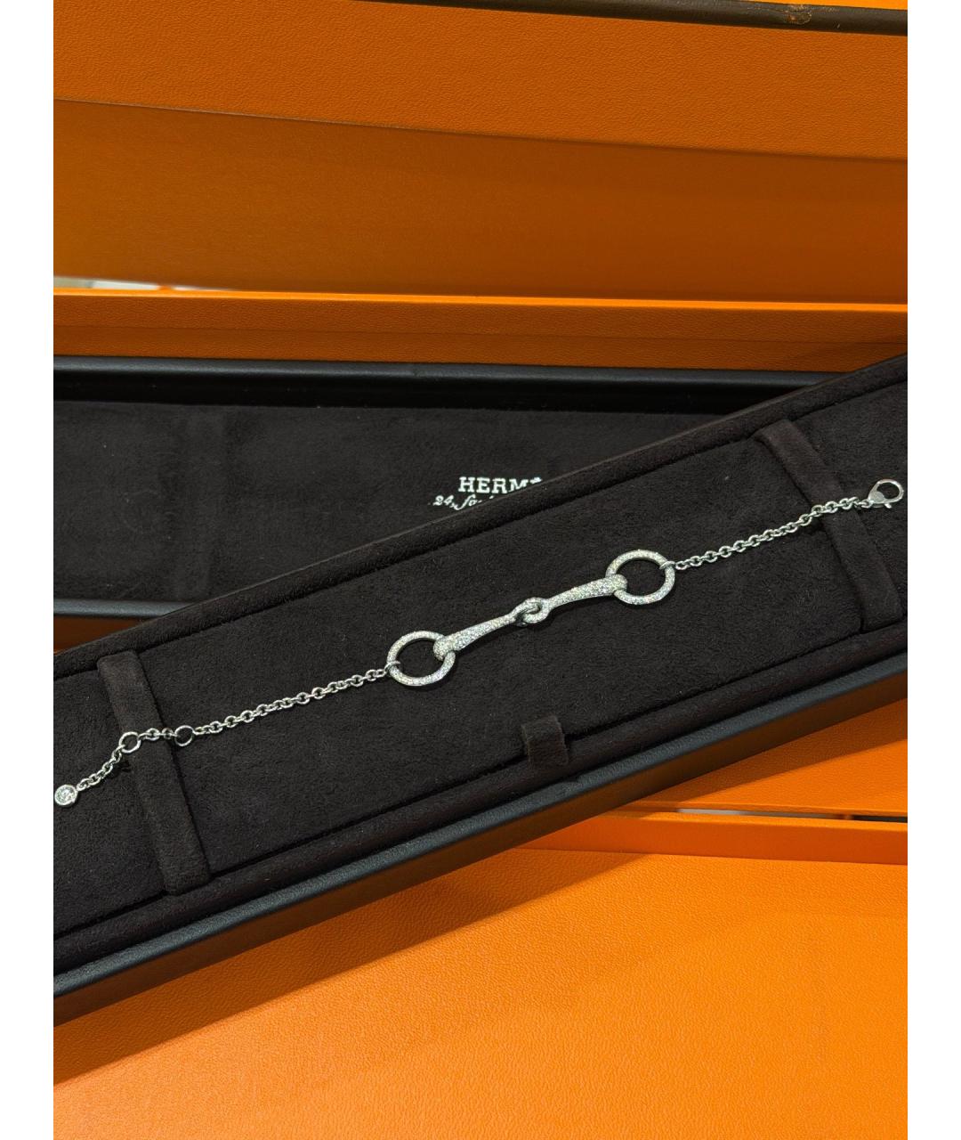 HERMES Серебрянный браслет из белого золота, фото 2