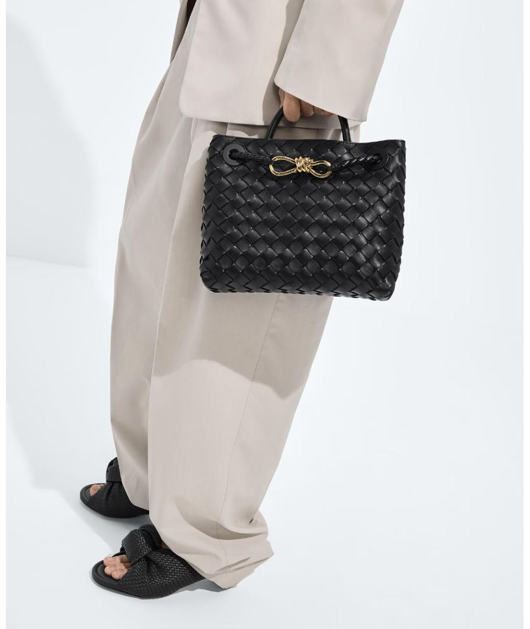 BOTTEGA VENETA Черная кожаная сумка с короткими ручками, фото 8