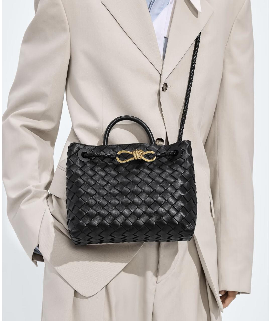 BOTTEGA VENETA Черная кожаная сумка с короткими ручками, фото 2