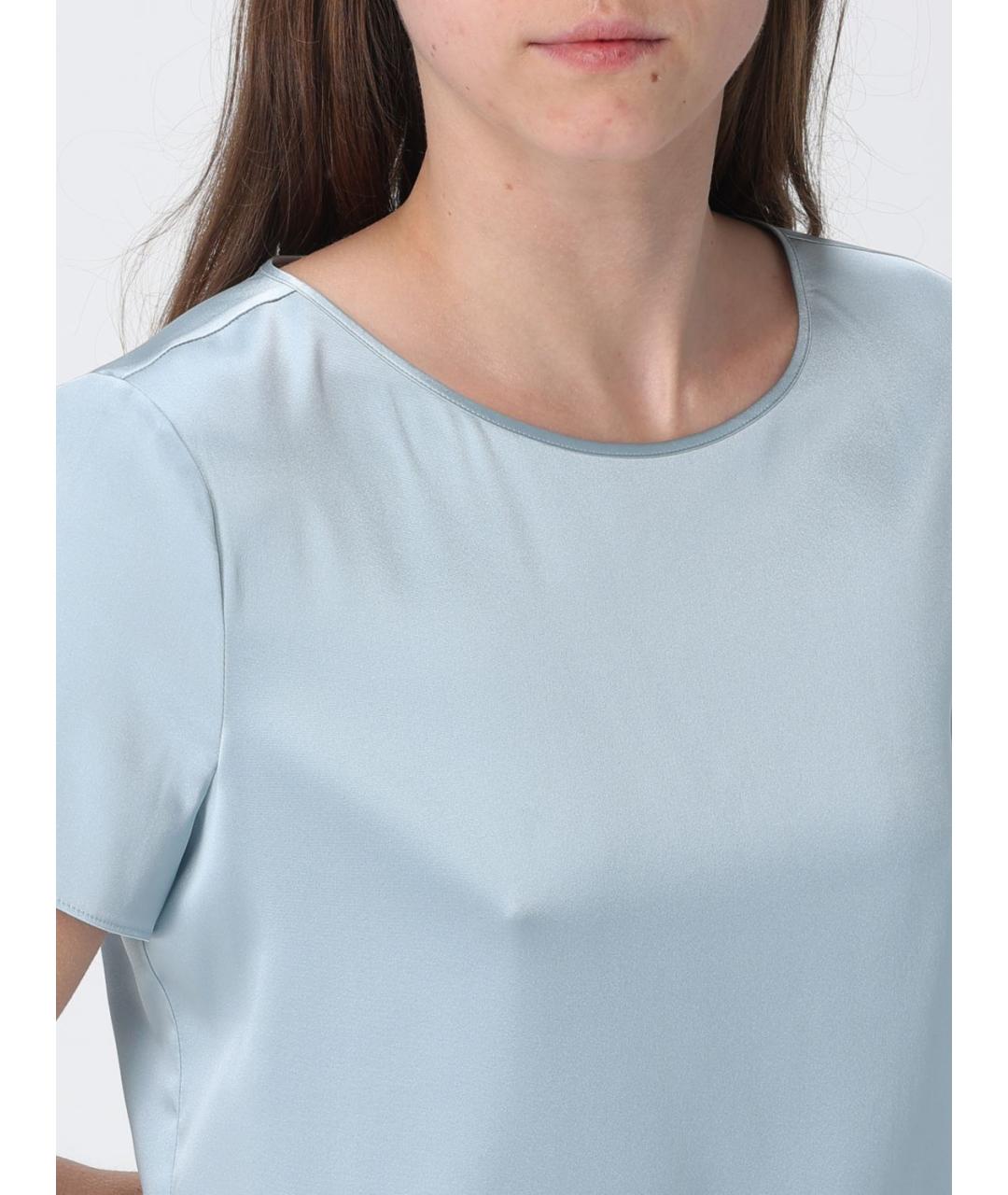 EMPORIO ARMANI Голубая шелковая футболка, фото 3