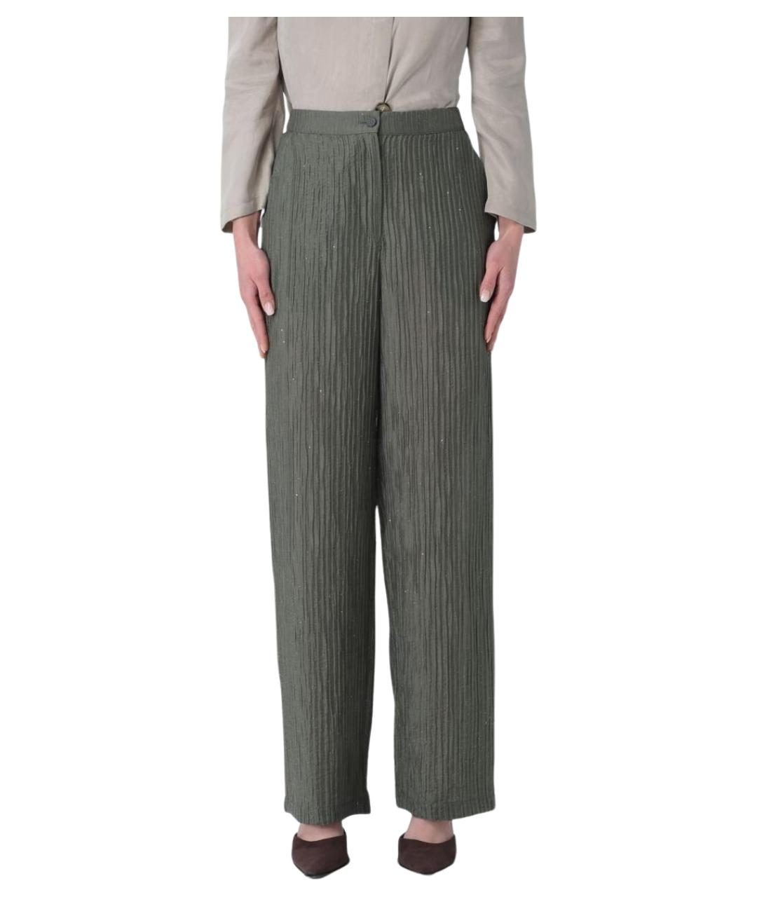 EMPORIO ARMANI Хаки полиамидовые прямые брюки, фото 1