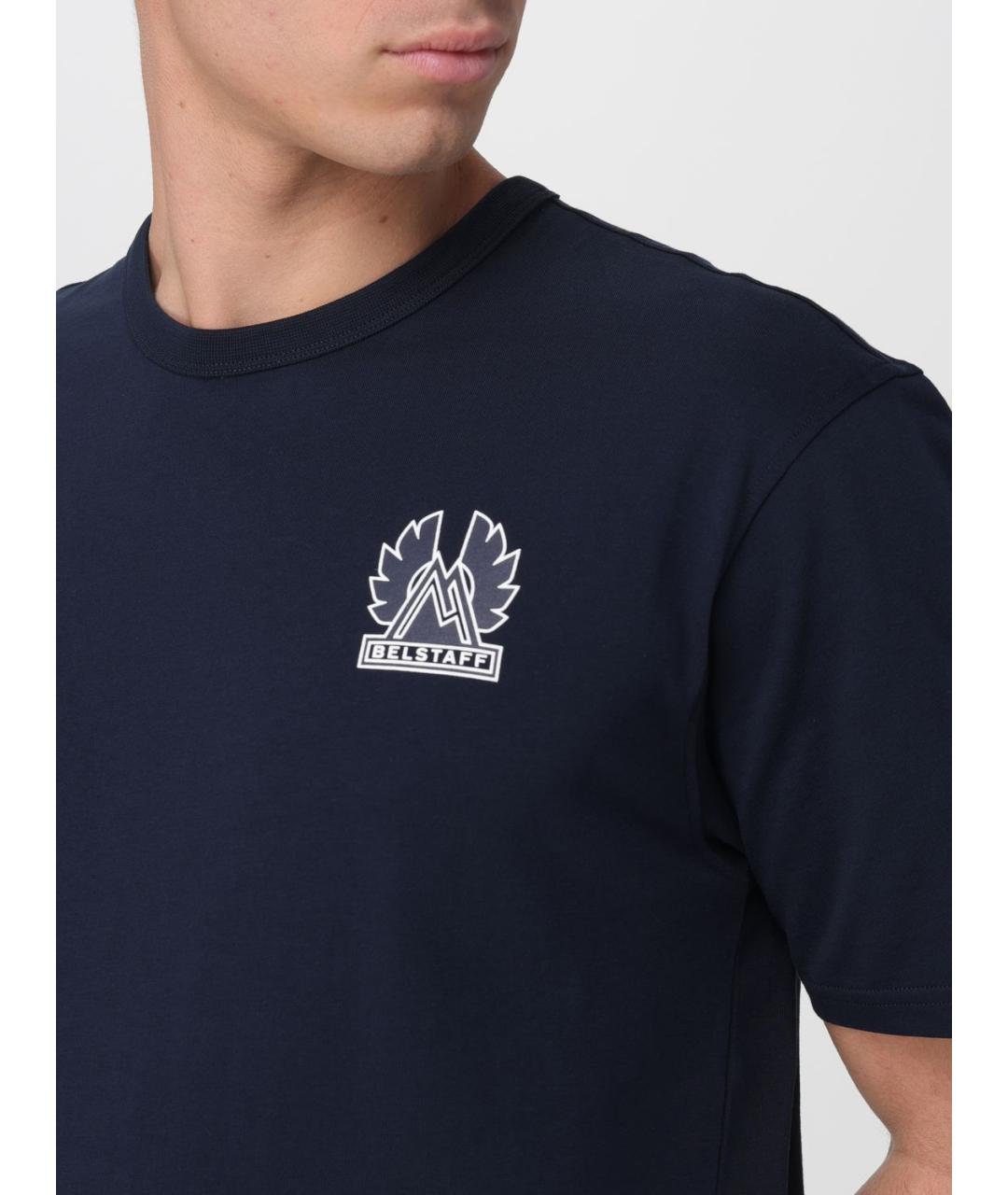 BELSTAFF Темно-синяя хлопковая футболка, фото 3