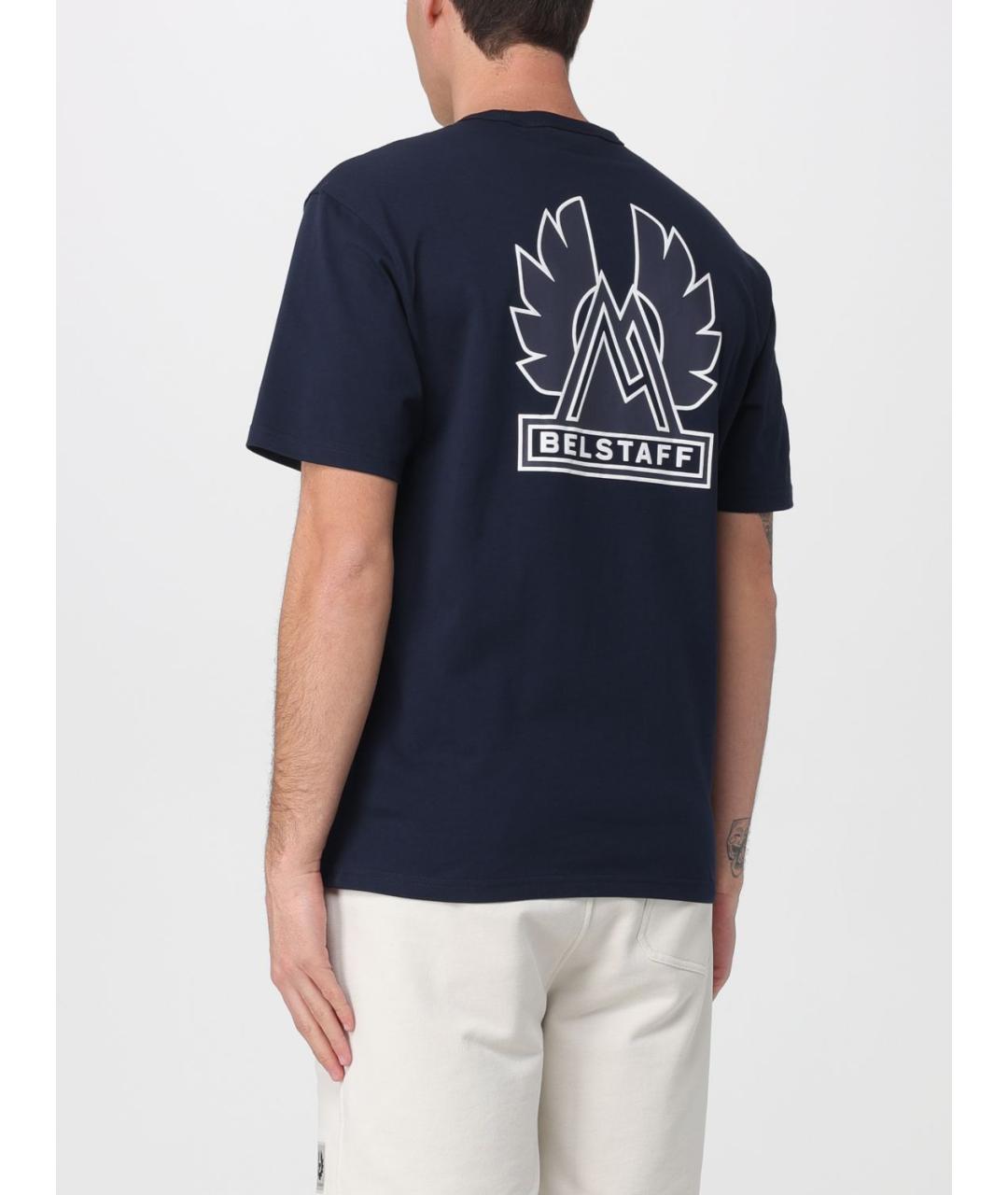BELSTAFF Темно-синяя хлопковая футболка, фото 2