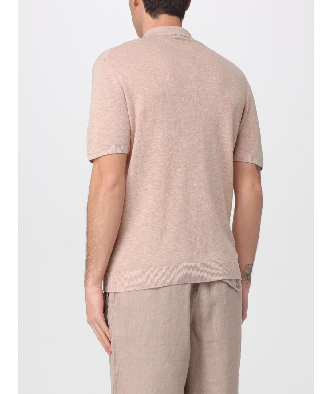 BLAUER Бежевое хлопко-леновое поло с коротким рукавом, фото 2