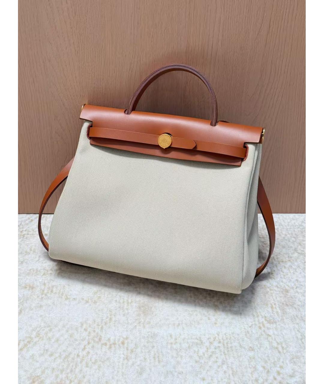 HERMES Коричневая деним сумка тоут, фото 2