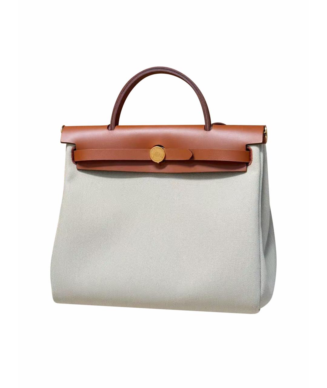 HERMES Коричневая деним сумка тоут, фото 1