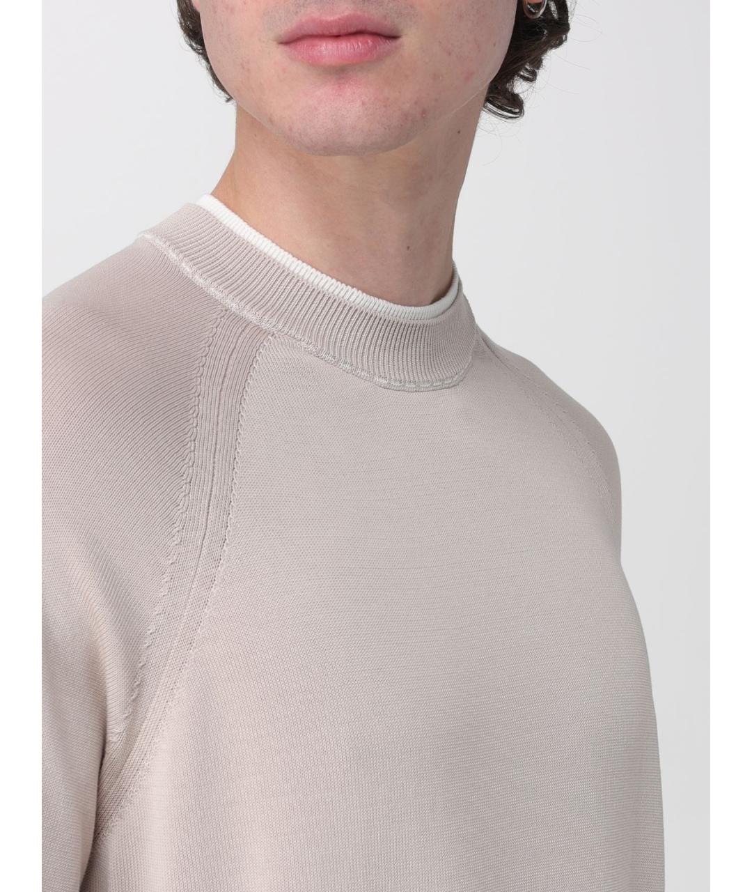 ELEVENTY Бежевый хлопковый джемпер / свитер, фото 3