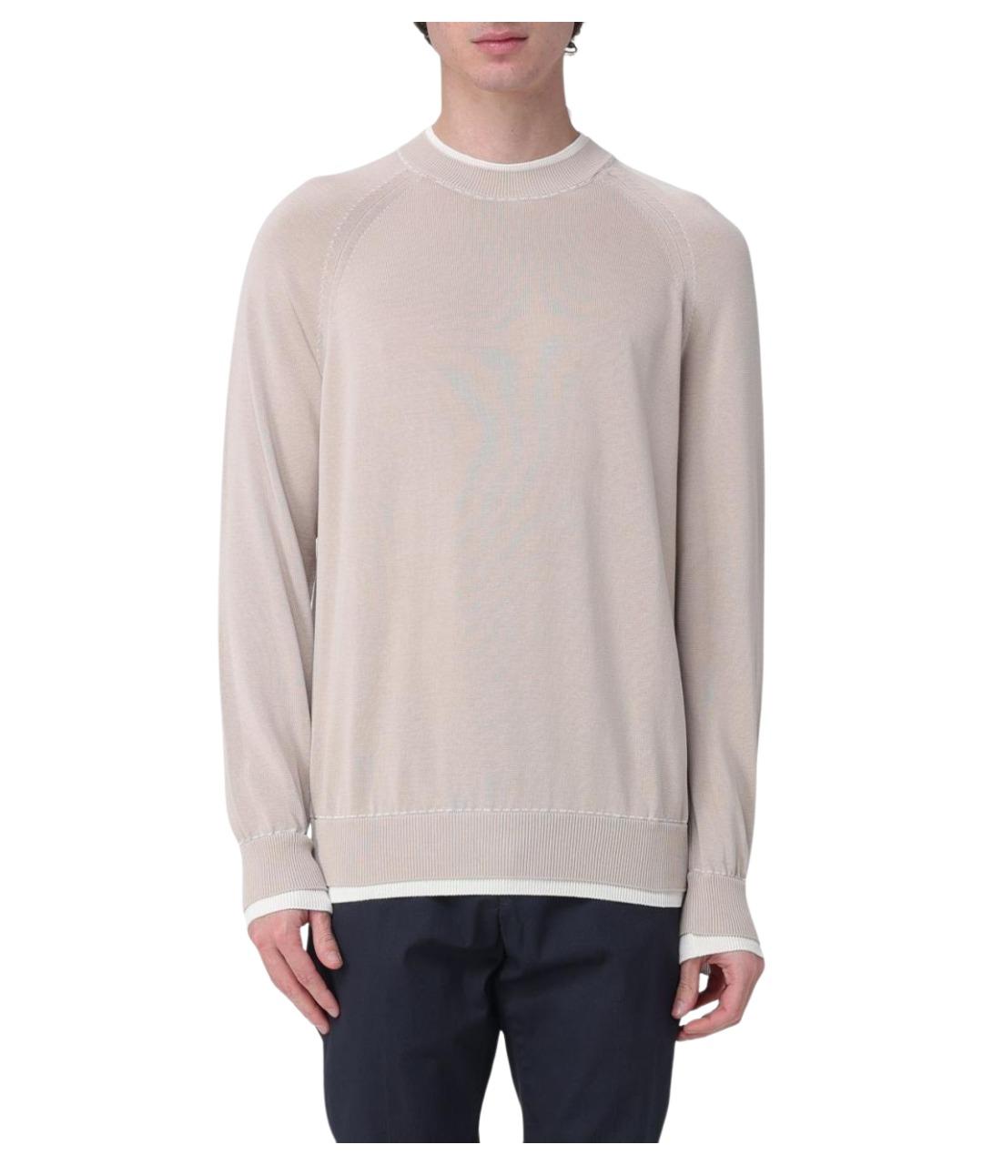 ELEVENTY Бежевый хлопковый джемпер / свитер, фото 1