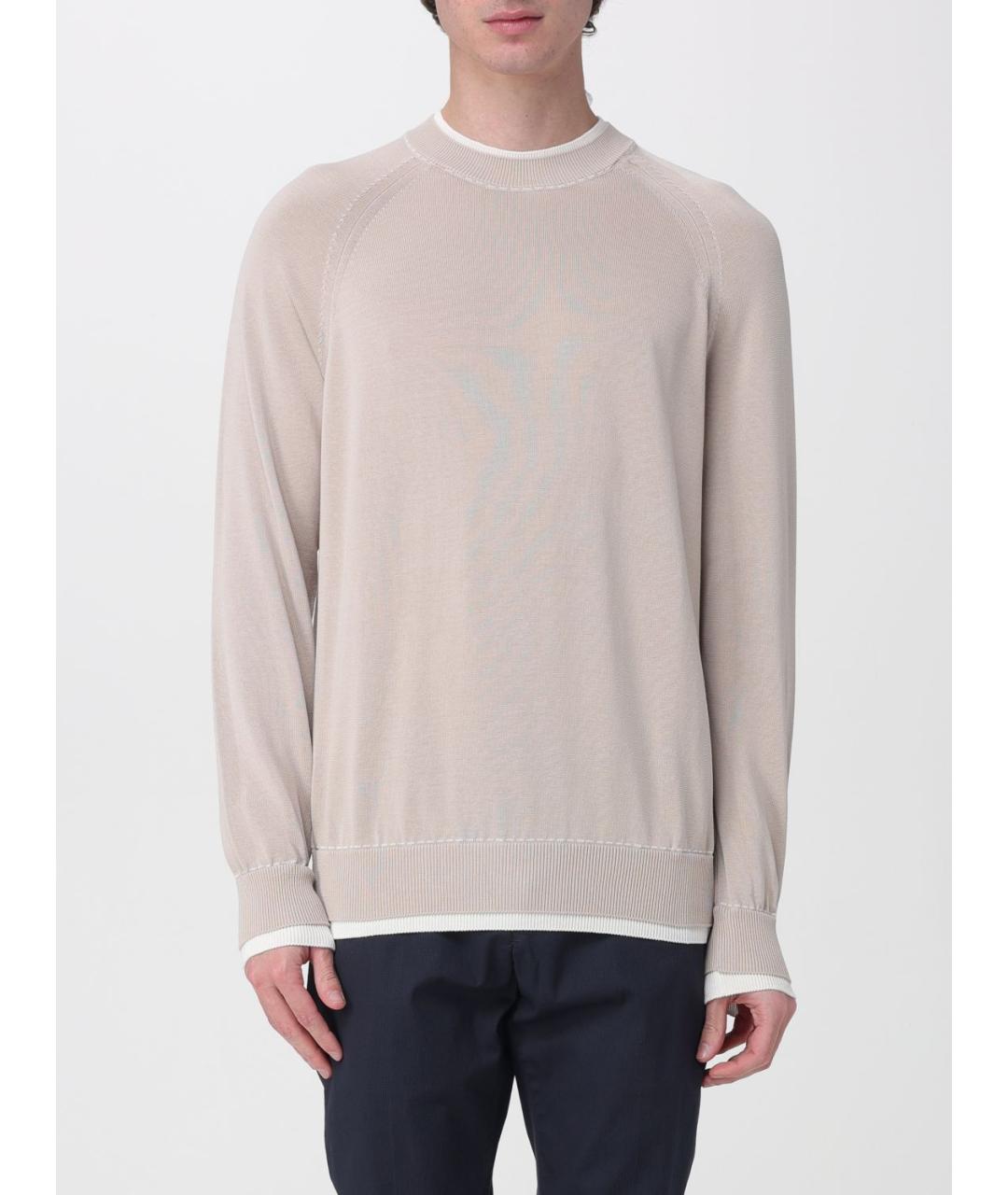 ELEVENTY Бежевый хлопковый джемпер / свитер, фото 4