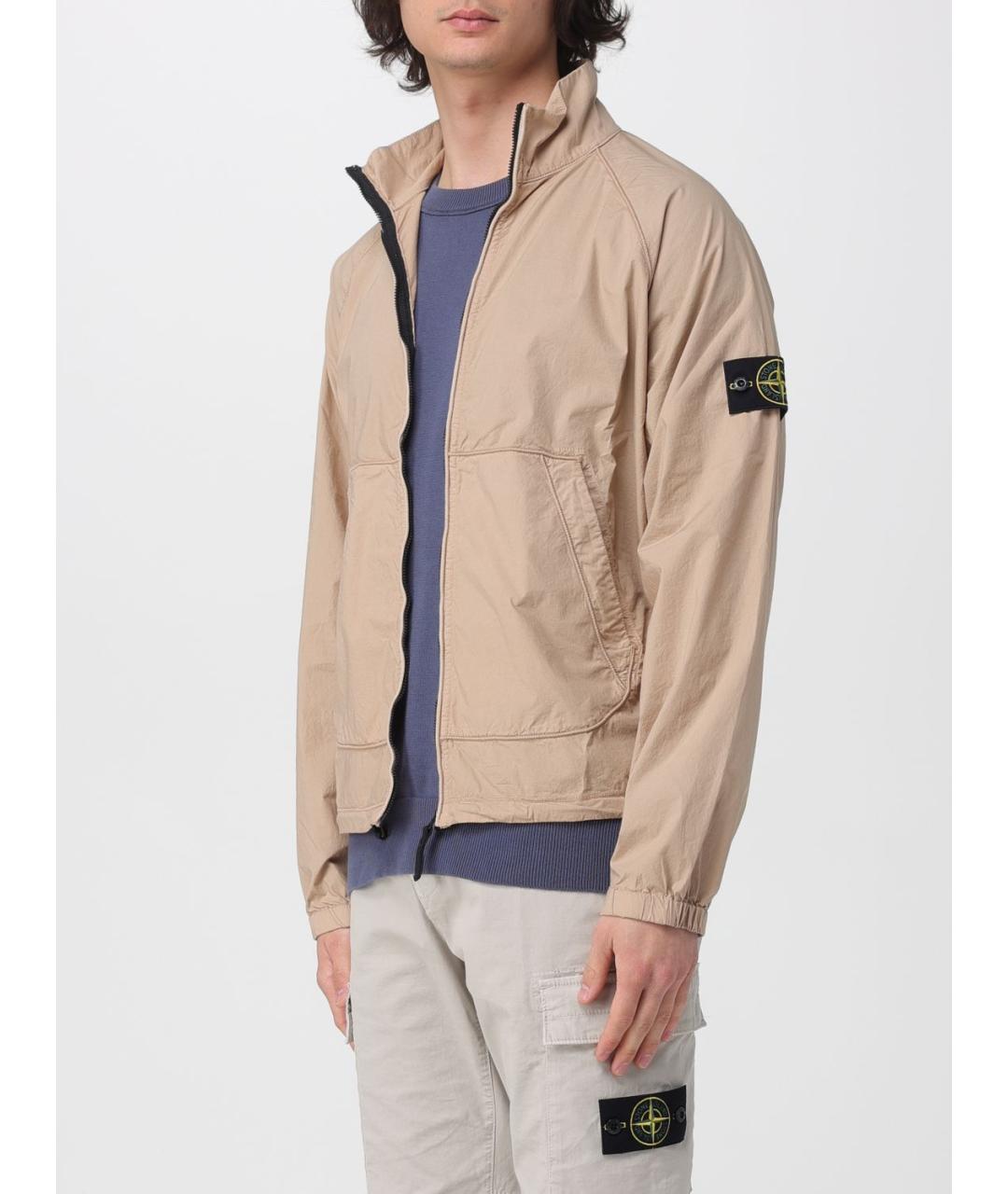 STONE ISLAND Бежевая хлопко-эластановая куртка, фото 4