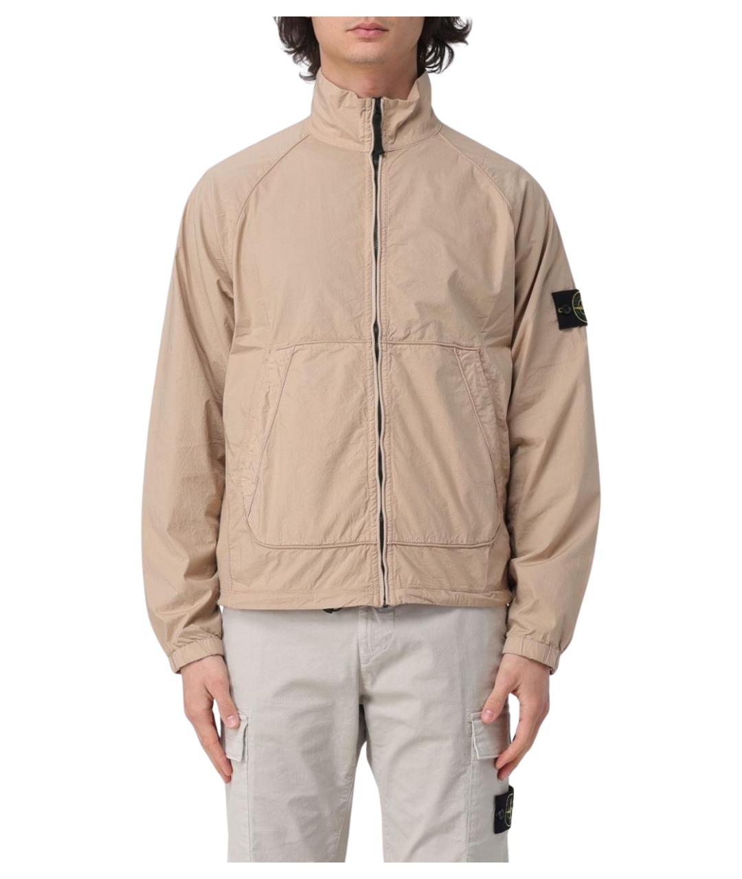 STONE ISLAND Бежевая хлопко-эластановая куртка, фото 1