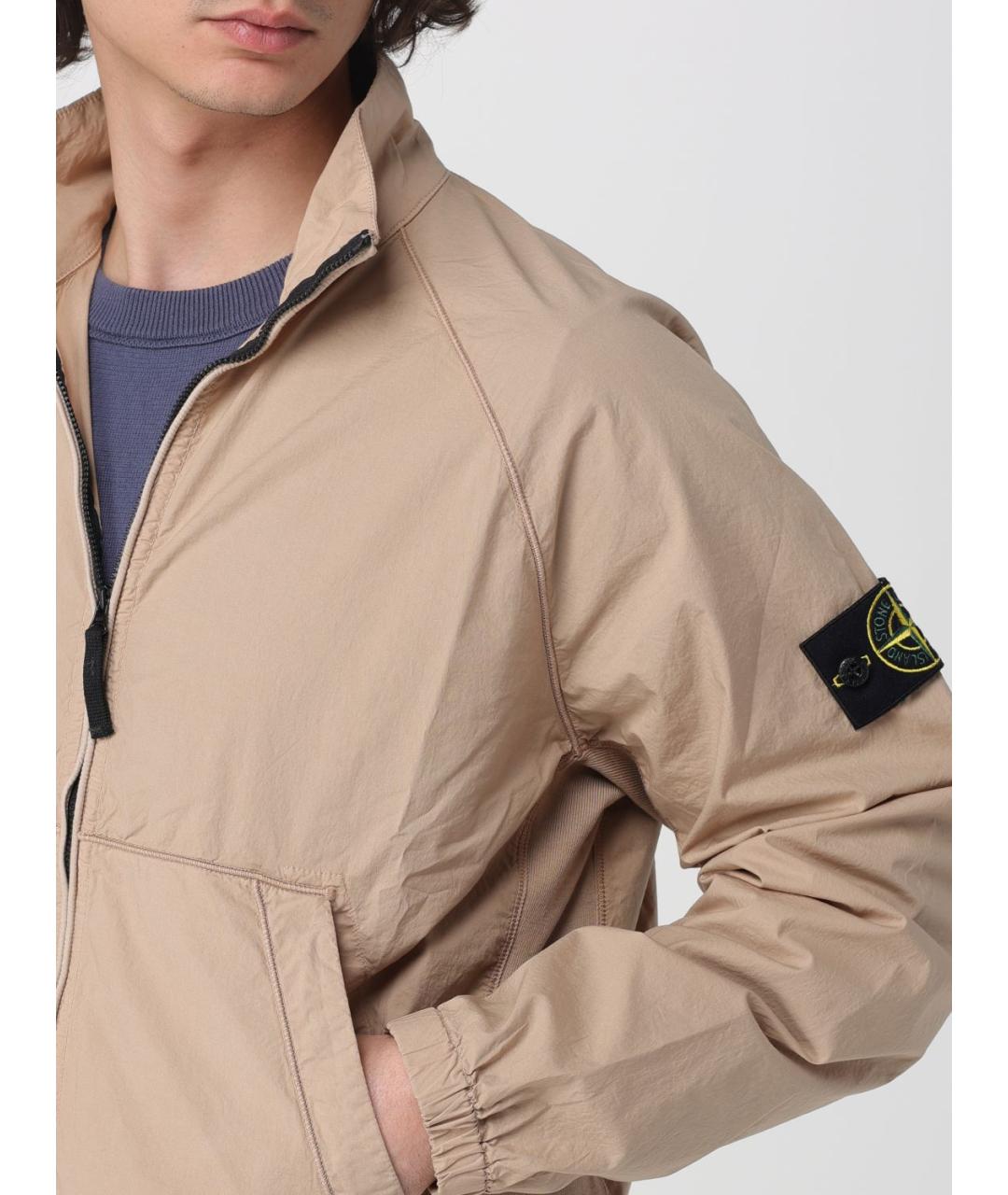 STONE ISLAND Бежевая хлопко-эластановая куртка, фото 5