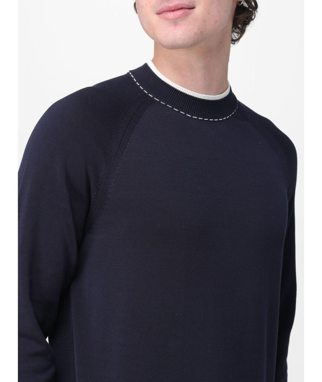 ELEVENTY Синий хлопковый джемпер / свитер, фото 3