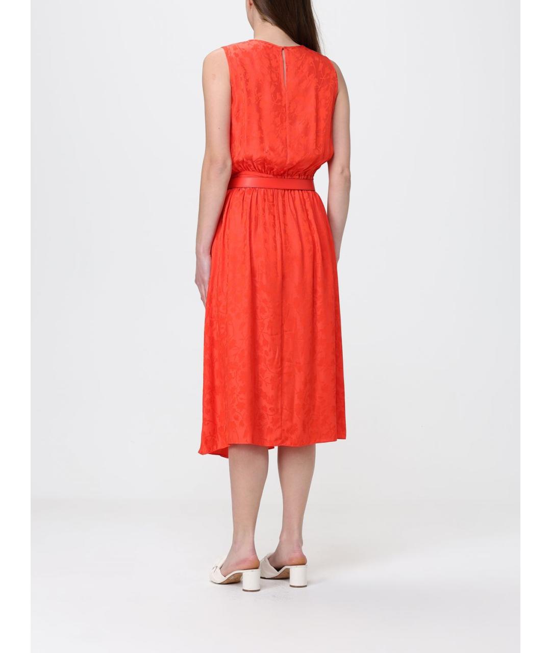 PINKO Коралловое вискозное повседневное платье, фото 2