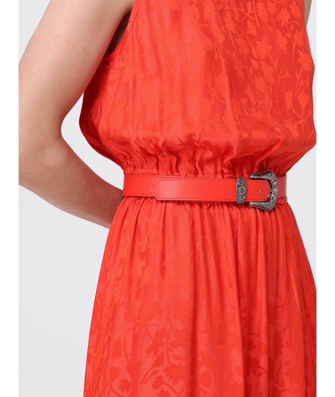 PINKO Коралловое вискозное повседневное платье, фото 3