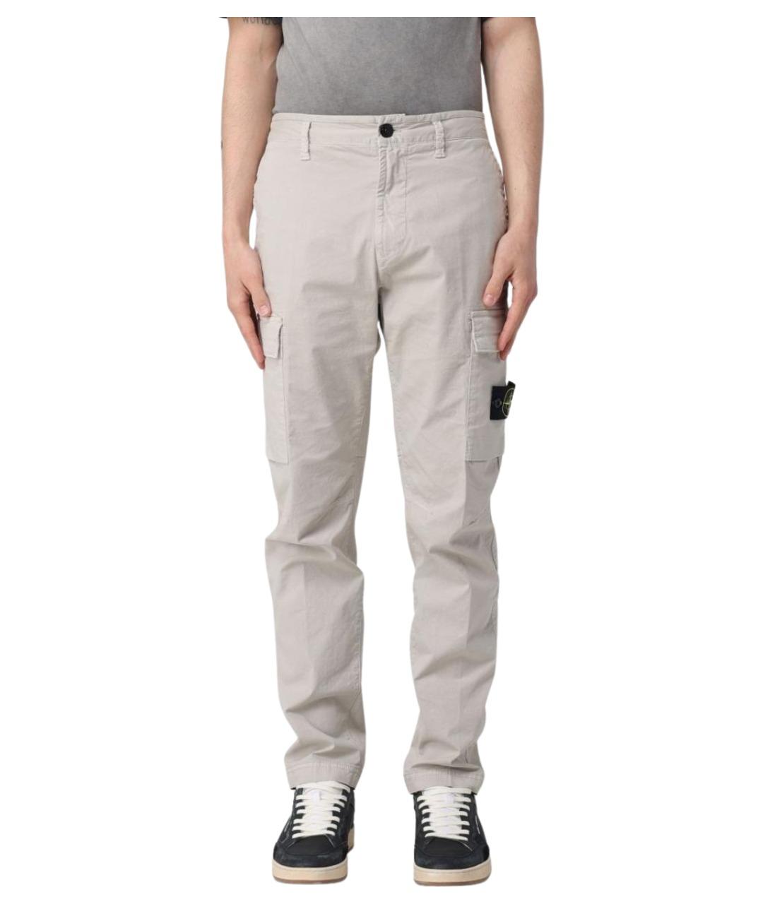 STONE ISLAND Серые хлопковые повседневные брюки, фото 1