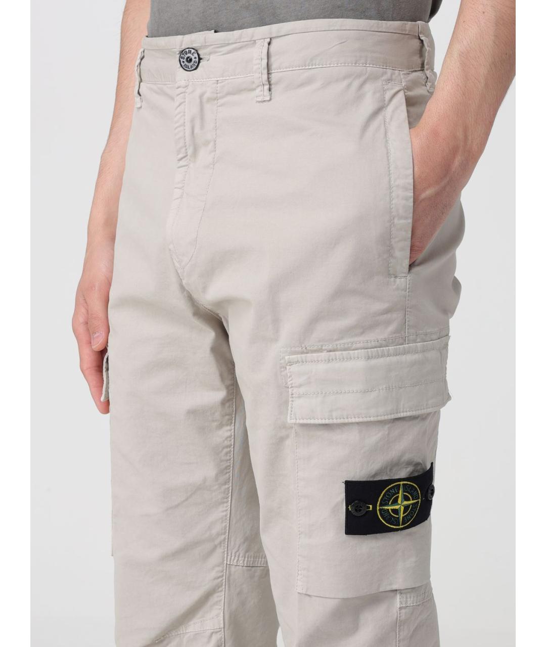 STONE ISLAND Серые хлопковые повседневные брюки, фото 4