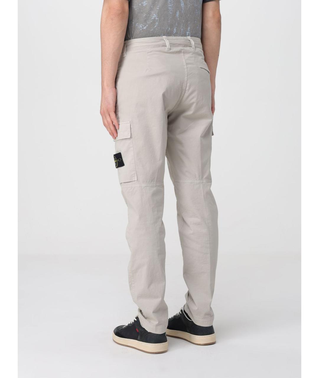 STONE ISLAND Серые хлопковые повседневные брюки, фото 3