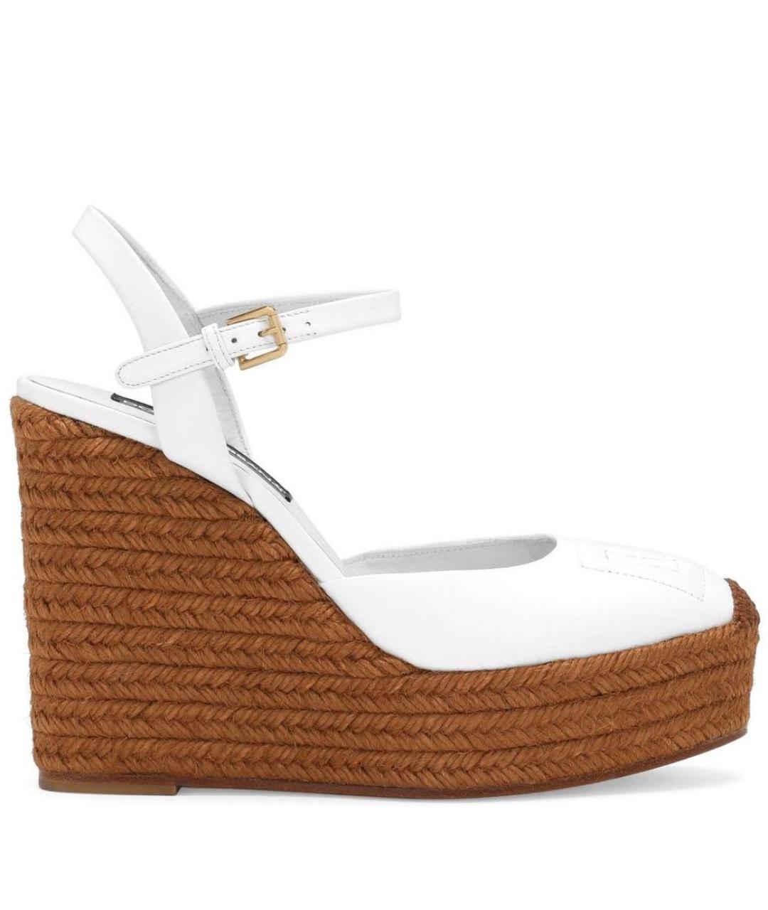 DOLCE&GABBANA Белые кожаные сандалии, фото 7