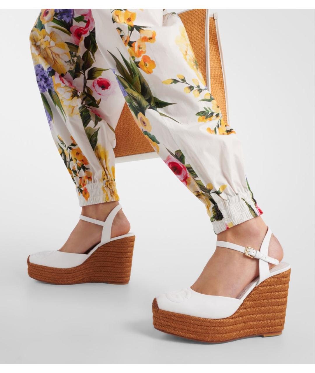 DOLCE&GABBANA Белые кожаные сандалии, фото 4