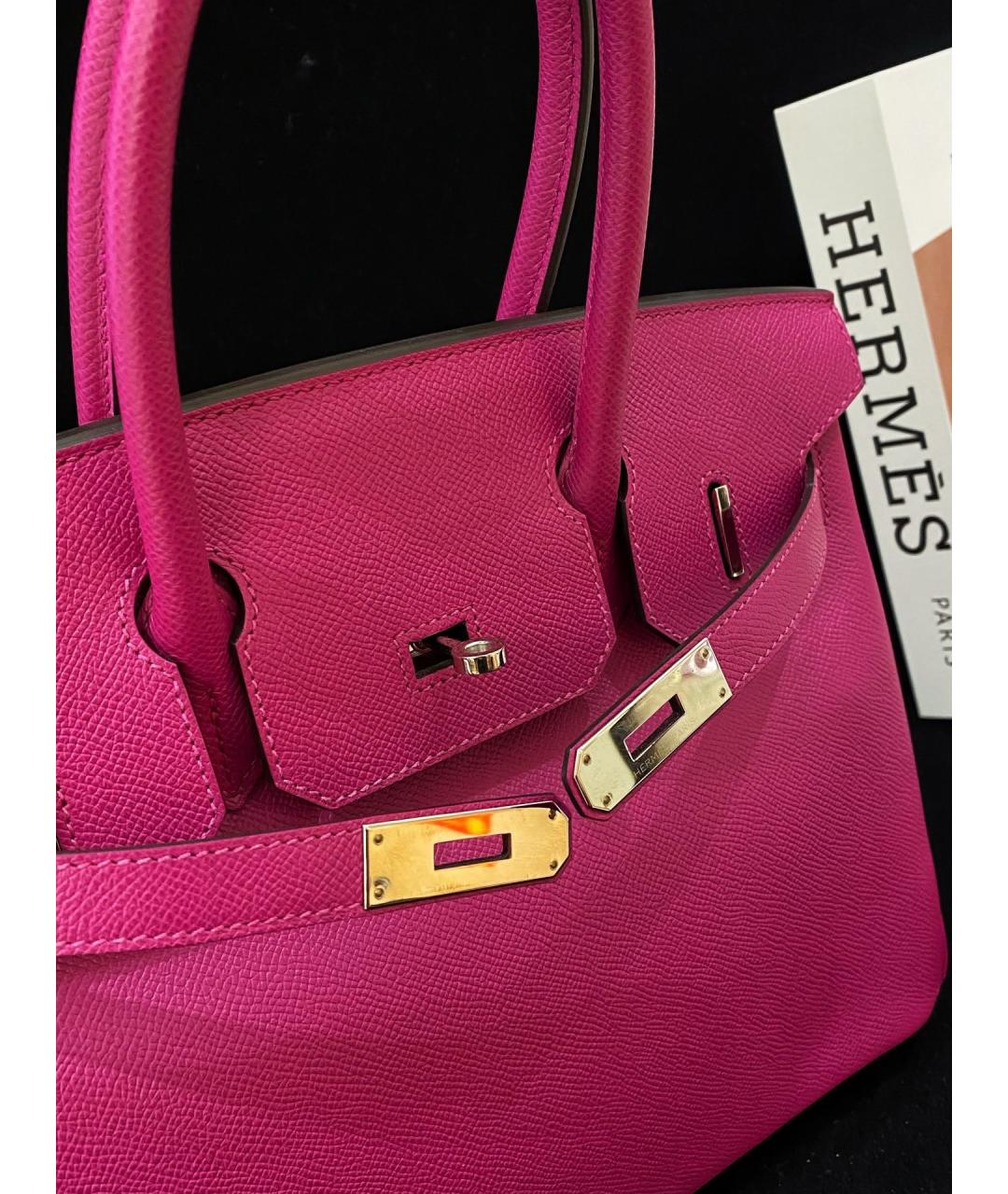 HERMES Розовая кожаная сумка с короткими ручками, фото 2