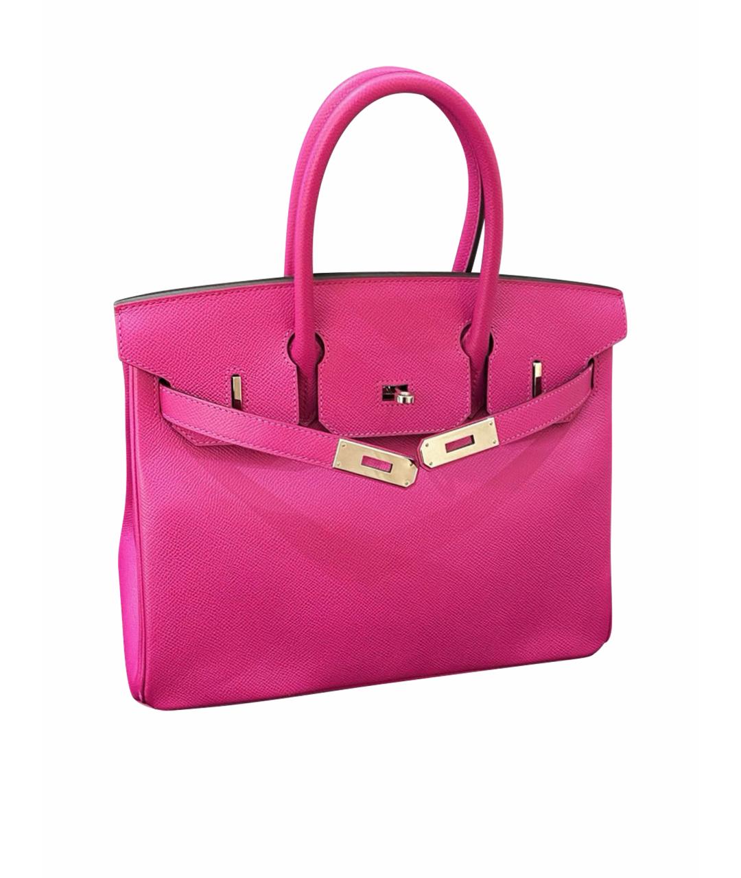 HERMES Розовая кожаная сумка с короткими ручками, фото 1