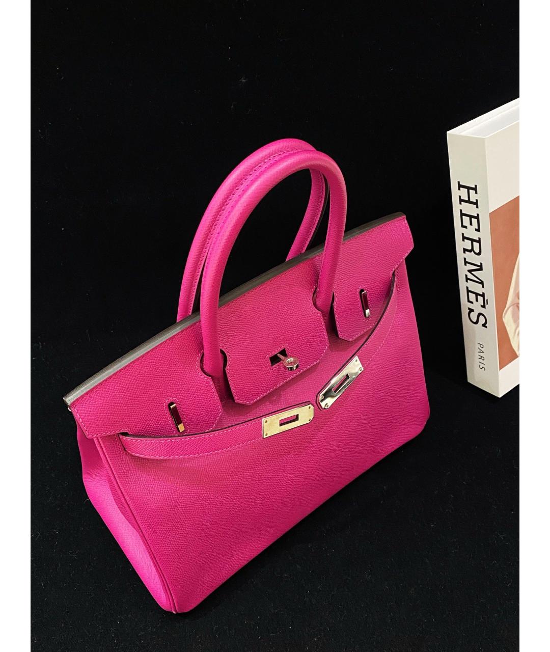 HERMES Розовая кожаная сумка с короткими ручками, фото 4