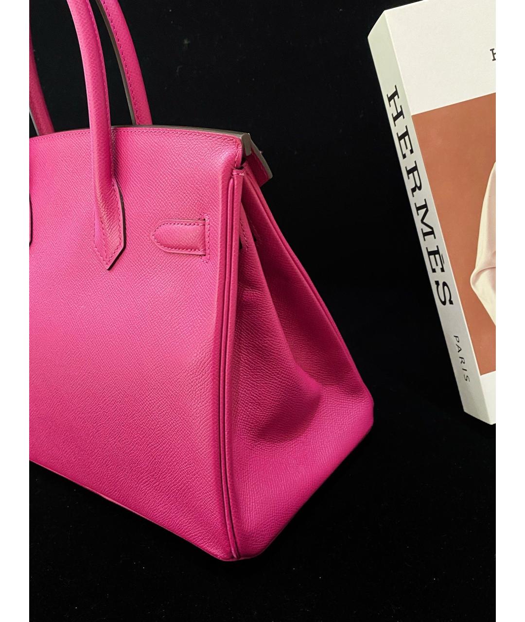 HERMES Розовая кожаная сумка с короткими ручками, фото 5