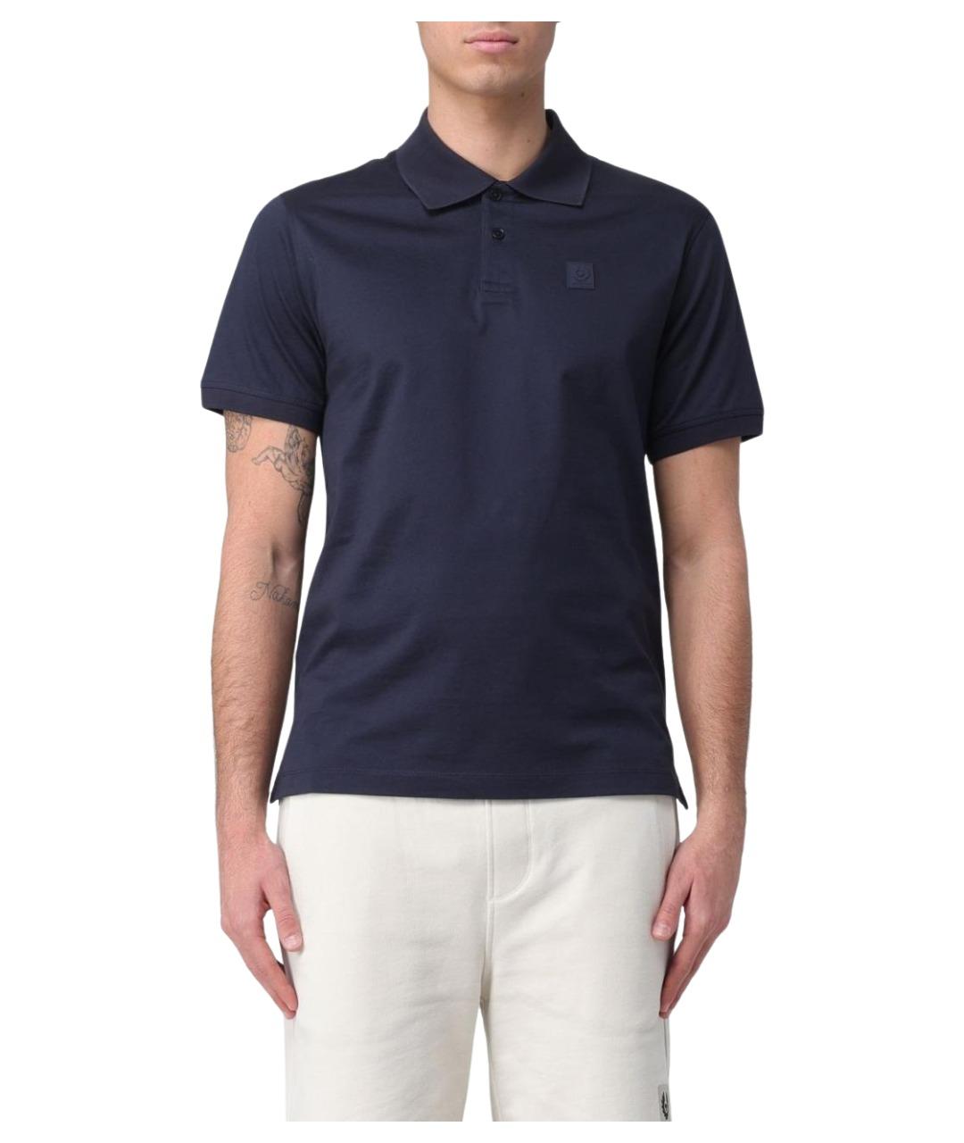 BELSTAFF Синее хлопковое поло с коротким рукавом, фото 1