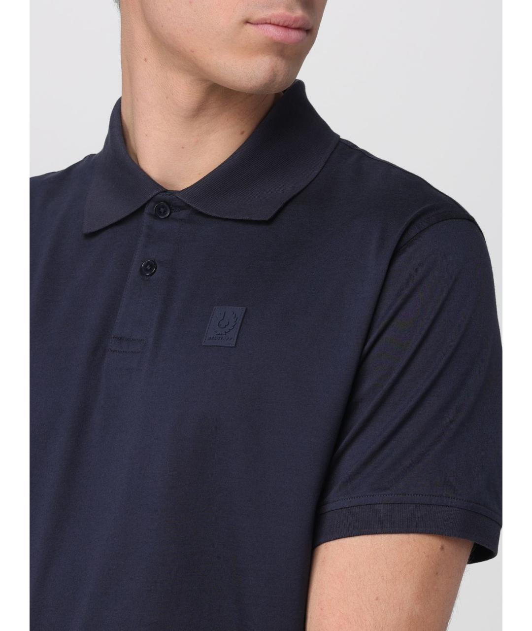 BELSTAFF Синее хлопковое поло с коротким рукавом, фото 3