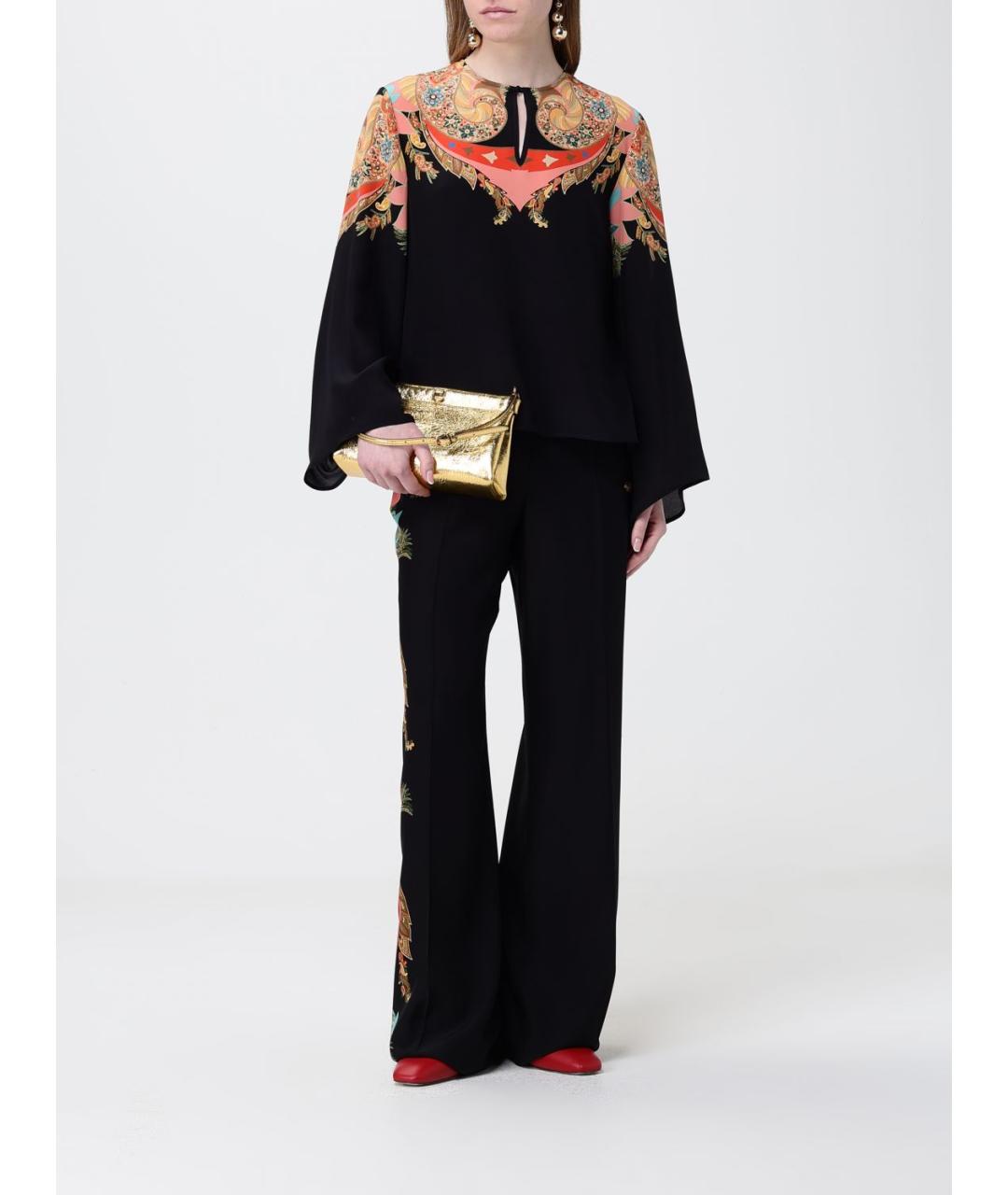 ETRO Черные шелковые прямые брюки, фото 2