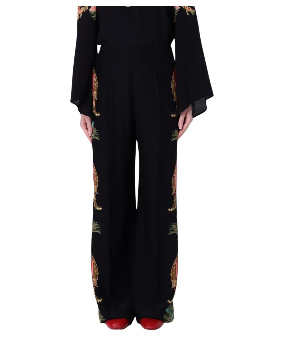 ETRO Черные шелковые прямые брюки, фото 1