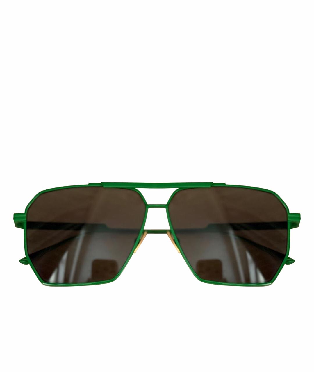 BOTTEGA VENETA Зеленые металлические солнцезащитные очки, фото 1
