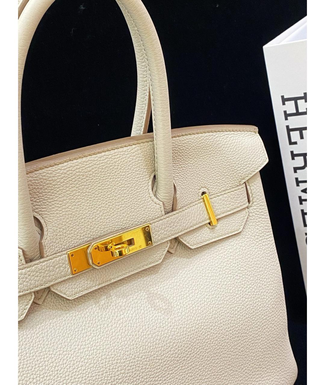 HERMES Белая кожаная сумка с короткими ручками, фото 2