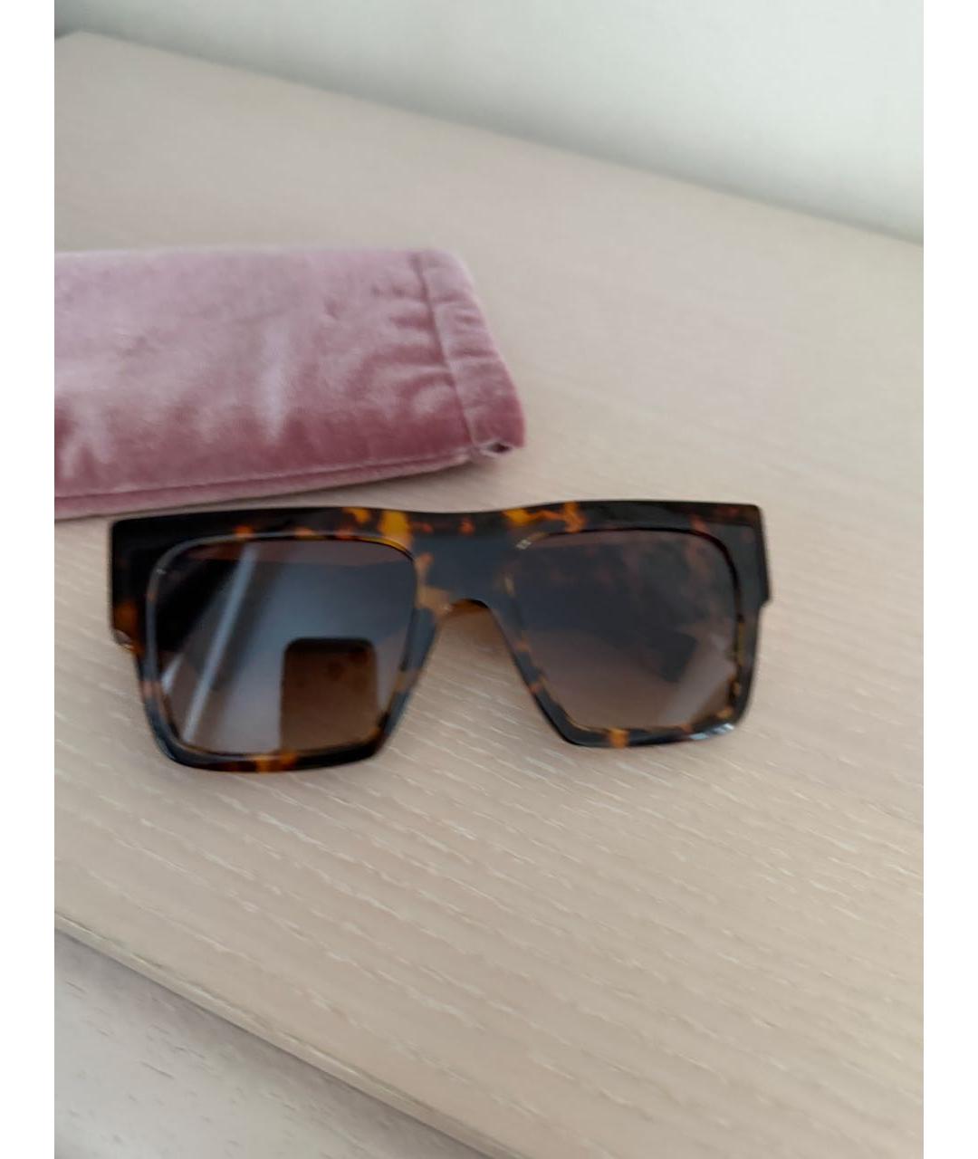 MIU MIU Коричневые пластиковые солнцезащитные очки, фото 5