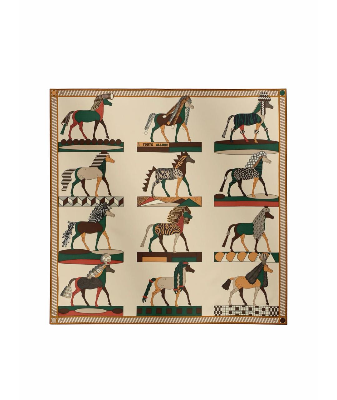 HERMES Бежевый шелковый платок, фото 1