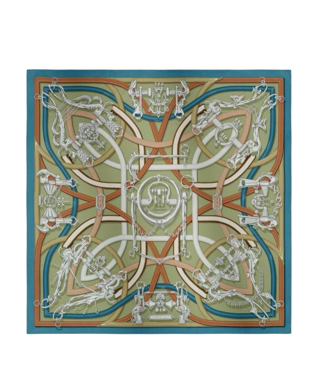 HERMES Мульти шелковый платок, фото 1